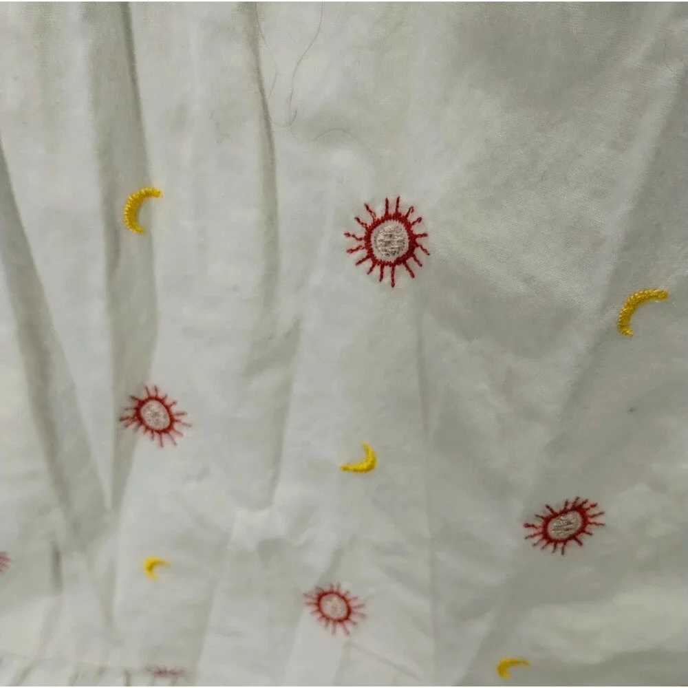 Vintage Osh Kosh Dress Kids 3T Embroidery Smocked Moon Sun Ruffle